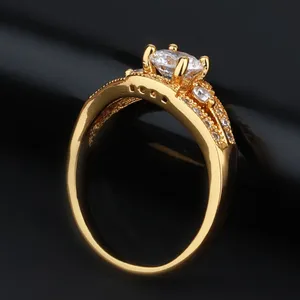 도매 925 스털링 골드 도금 커플 반지 925 스털링 실버 지르콘 다이아몬드 약혼 결혼 반지