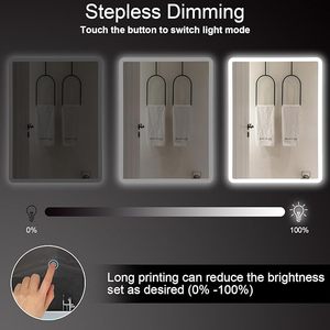 <span class=keywords><strong>Miroir</strong></span> mural à LED <span class=keywords><strong>pour</strong></span> <span class=keywords><strong>salle</strong></span> <span class=keywords><strong>de</strong></span> <span class=keywords><strong>bain</strong></span> <span class=keywords><strong>avec</strong></span> <span class=keywords><strong>éclairage</strong></span> 80*60cm Rectangle Blanc chaud/neutre Fonction gradateur étanche - Product Image 2