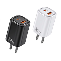 Chargeur mural 33W avec logo gravé au laser, ports A+C, sortie USB type C, matériau ignifuge PC, haute qualité, prise US/EU
