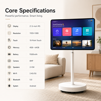 Layar Pintar Portabel OEM 21,5 Inci Monitor Sentuh Dengan Stand Beroda Solusi TV Pintar Khusus untuk Pasar Global