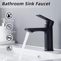 Robinet de lavabo monocommande noir mat contemporain, à poser sur le comptoir, pour salle de bain