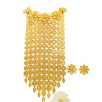 Parure de collier et boucles d'oreilles de luxe vintage plaqué or 24 carats avec coquillages et pierres, style européen et américain, pour mariée, Anniversaire, Dubaï