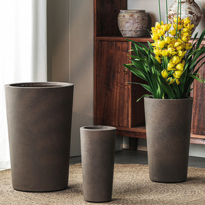 Eenvoudige groene internationale luxe hoogwaardige magnesiumklei bloempot, hoog, groot, minimalistisch, modern, groene plant, binnenplaats - Product Image 5