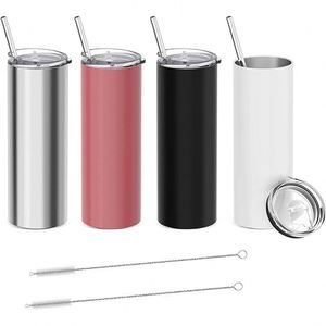 Double Wall Straight Stainless Steel Thermos <b>Flask</b> Skinny Tumbler Cups Sublimation 20 Oz Thermal Coffee Cup With Straw - Product Image 4