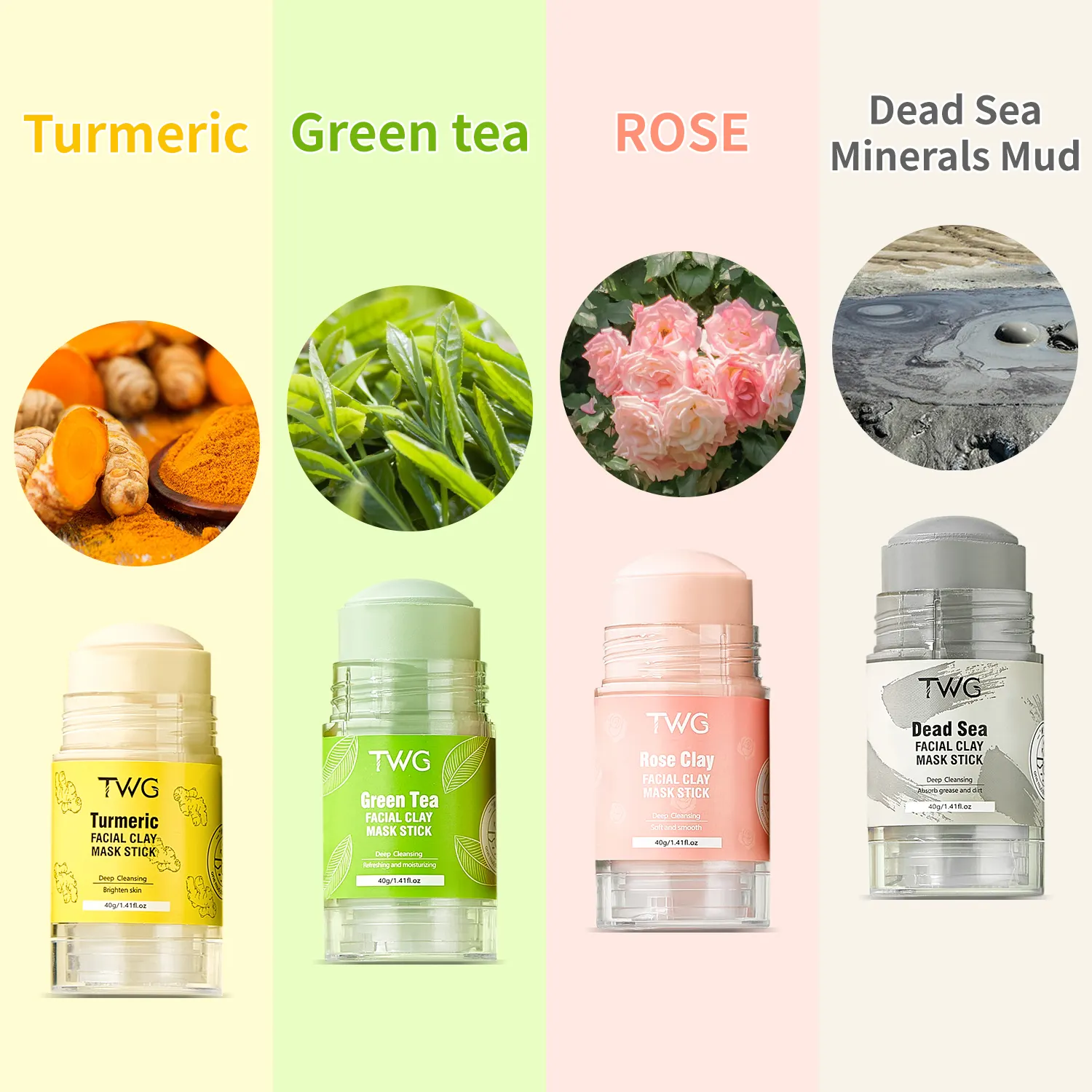 TWG Face Cleansing Mask Stick Clap Blackhead Remover Face Mud Green Tea Turmeric Face Mask Stick