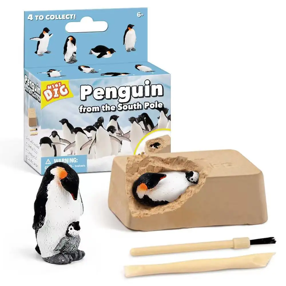ペンギンと恐竜のスケルトンのおもちゃを掘る、恐竜の掘りキットモデル子供/男の子/女の子のための教育的な現実的なおもちゃ