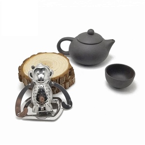 Infuseur à thé en acier inoxydable de haute qualité en forme de singe avec plateau d'égouttage - Product Image 2
