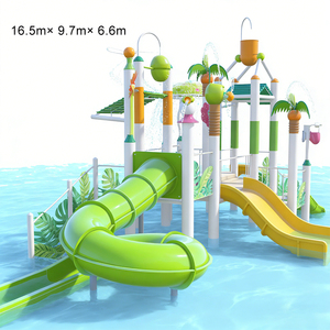 Parque Acuático con Temática de Selva <span class=keywords><strong>Tropical</strong></span>, Sistema de Toboganes de Agua de Acero Inoxidable y Fibra de Vidrio, Diseño Espiral Curvo - Product Image 3