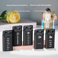 Nouvel allume-cigare coupe-vent en métal moderne avec publicité imprimée rechargeable haut de gamme en gros