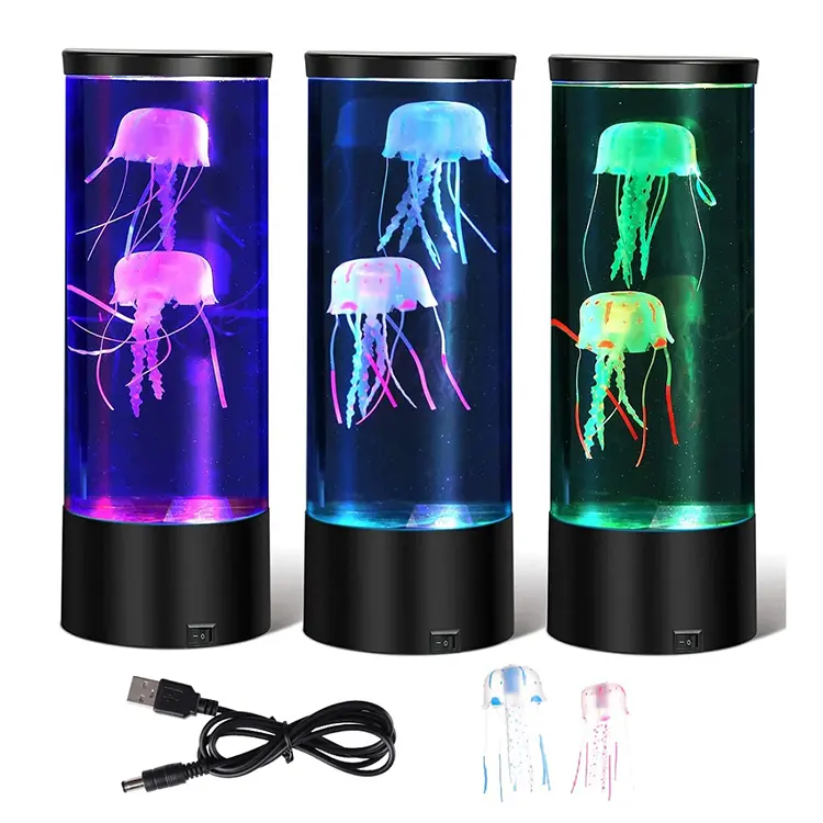 Aangepaste Kwallen Lamp Nachtbed Licht Veranderende Kwallen Aquarium Led Ontspannende Sfeer Lavalamp Kids Geschenken