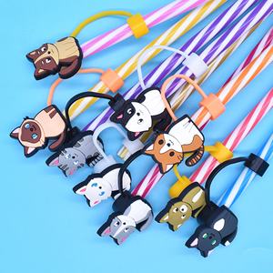 ปลอกครอบหลอดดูดน้ำพลาสติกแบบใช้ซ้ำได้ลายการ์ตูนแมวสำหรับงานปาร์ตี้ ขนาด 10 มม. ป้องกันฝุ่น อุปกรณ์เสริมสำหรับบาร์ ขายส่ง - Product Image 2