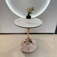 Table d'appoint ronde moderne extensible en fer et marbre pour usage domestique ou commercial