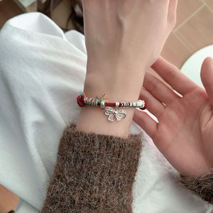 S925 Sterling Silver Bow Knot <b>Red</b> Rope <b>Bracelet</b> For Women Everyday Wear Jewelry - Product Image 2