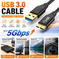 Cable USB 3.0 Tipo A a Micro B LUNG KAY de 5 Gbps, Cable de Datos Trenzado de Nailon con Carga Rápida de 3 A para Disco Duro Externo, Cámara, Computadora Portátil