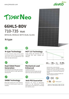 Panneau solaire Jinko JKM730N-66HL5-BDV 730W N Type TOPCon Bifacial Double Verre HOT 3.0 Haute Puissance pour Installation Commerciale et Utilitaire