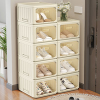 Boîte de rangement à chaussures pliable en plastique PP transparent de style européen, anti-poussière, épaissie, gain de place, organisateur de dortoir