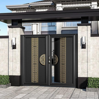Serrure Intelligente à Empreinte Digitale Personnalisée Haut de Gamme pour Colonne Meander Gravée, Porte d'Entrée Double Battante pour Villa Moderne et Propriété
