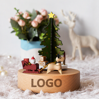 Boîte à musique populaire pour sapin de Noël, traîneau magnétique, rennes, en bois à remonter, cadeau festif, vente en gros, fourniture d'usine
