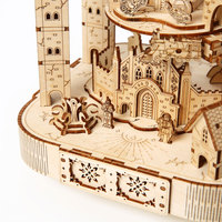 Boîte à musique château féerique en bois 3D à assembler soi-même, modèle de château rotatif en gros