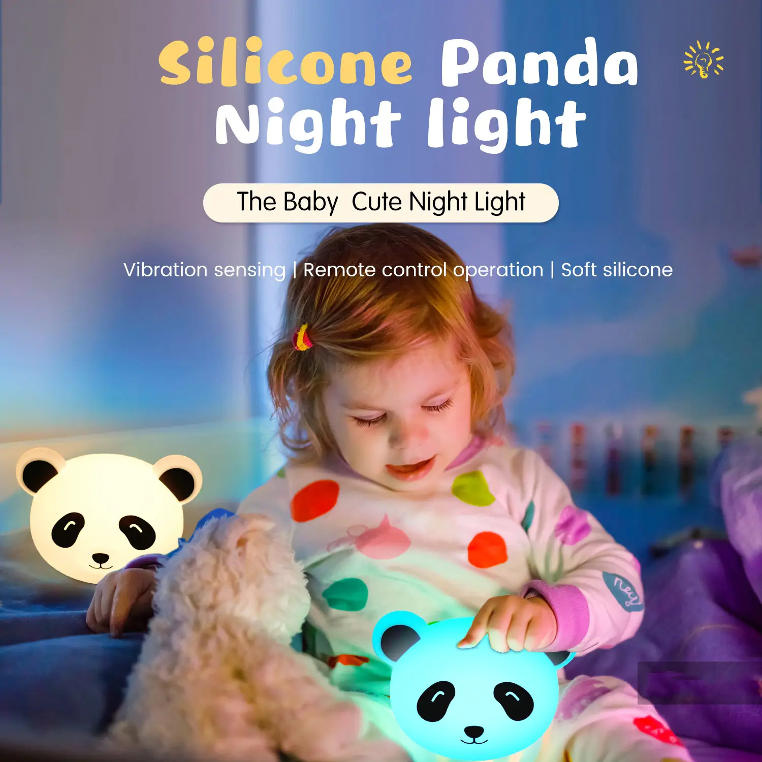 Creativo personalizzato USB ricaricabile sensore tattile Panda cartone animato lampada in Silicone LED luce notturna per bambini per bambini luce calda