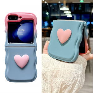 เคสซิลิโคนนิ่มสองสีลายการ์ตูนน่ารัก3D ความรักรูปหัวใจไล่ระดับสีสำหรับ <span class=keywords><strong>Samsung</strong></span> Z <span class=keywords><strong>flip</strong></span> 6 5 <span class=keywords><strong>4</strong></span> 3 Flip6 Flip5 - Product Image 1
