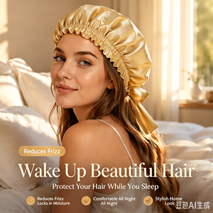 Bonnet de nuit réglable en satin de soie doux pour femme, anti-frisottis, pour dormir - Product Image 4
