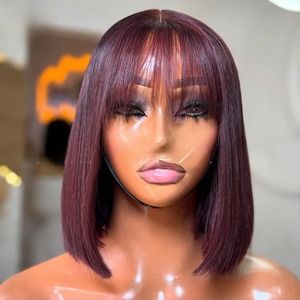5by5 DD Straight Bob Peluca de cabello humano con flequillo de encaje Peluca con flecos - Product Image 1
