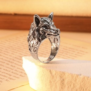 Wholesale Vintage 3D Wolf Head <b>Ring</b> for <b>Men</b>, Alloy Antique <b>Silver</b> Plated Animal Totem Punk Gothic Fashion Finger Band Unisex - Product Image 5