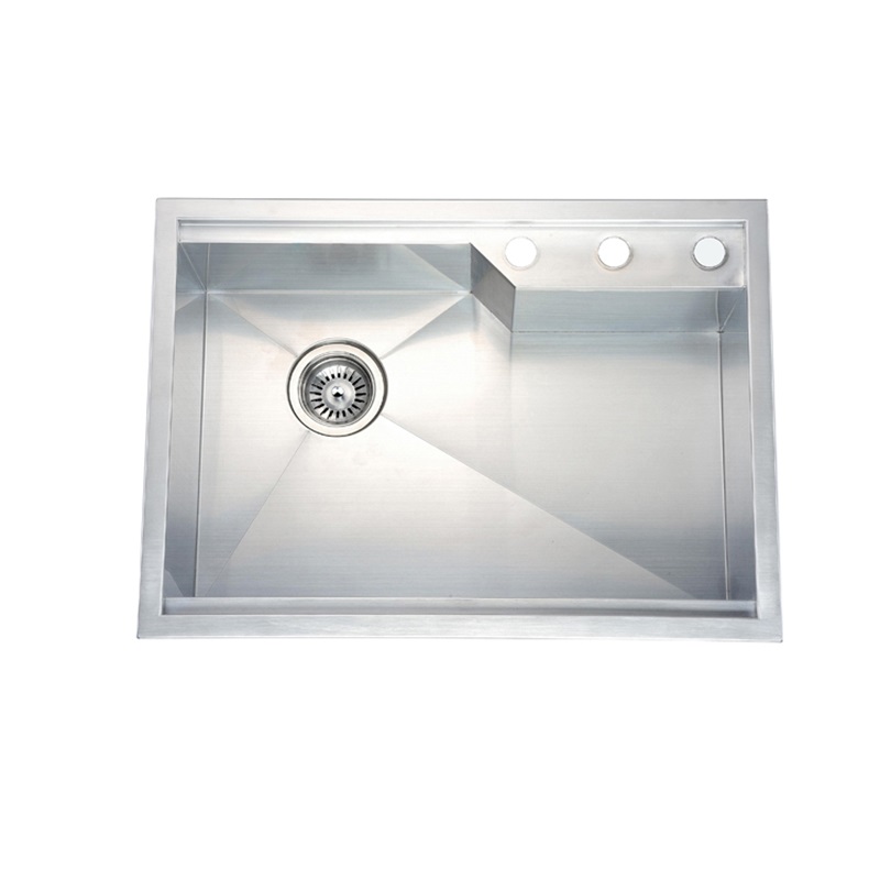 Cheap Price 18 Gauge Dual Mount Square Single Bowl Sink With Rear Corner Drain