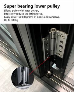 <span class=keywords><strong>Puerta</strong></span> Plegable de <span class=keywords><strong>Terraza</strong></span> Económica de Aluminio con Doble Vidrio Templado y Acabado en Madera - Product Image 5