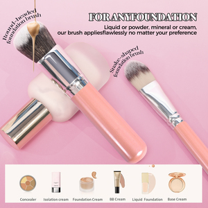 Juego de 26 Brochas de Maquillaje de Lujo con Mango de Madera, Ferrules de Aluminio de Alta Calidad, Personalizables con Etiqueta Privada en Color Rosa - Product Image 3