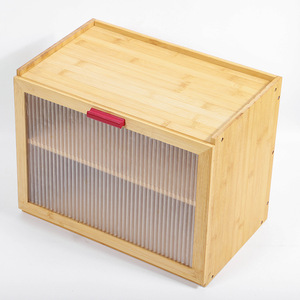 กล่องขนมปังไม้ไผ่สองชั้น บิเชง ขนาด 41.5x32x26 ซม. พร้อมหน้าต่างใสสำหรับจัดเก็บในครัว - Product Image 5
