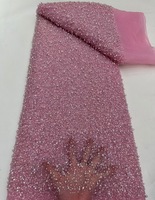Chic Designs Appliqued Dentelle Tissu Paillettes Scintillantes Perles Dentelle Matériel pour Robes De Soirée