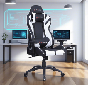 Chaise de jeu en cuir personnalisée avec dossier haut et soutien lombaire ergonomique personnalisé pour votre configuration de jeu - Product Image 1