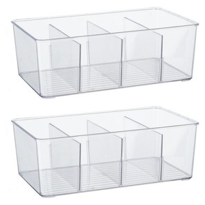 Organizador de nevera apilable, contenedor de comida transparente con divisor, nevera, caja de almacenamiento de bebidas y aperitivos - Product Image 1