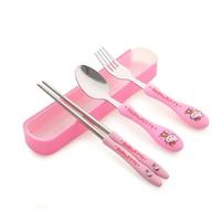 Cuillère, fourchette et baguettes en acier inoxydable avec manche en plastique écologique, avec boîte en plastique, sans BPA, non toxique, réutilisables