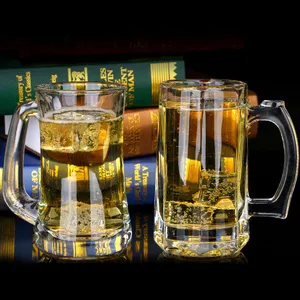 DD2376 Extra Thick Transparent Beverage Cups Bar Big Cold Drink Mugs with Handle Clear Glass Draft Beer Mug