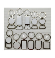 Métal Alliage de zinc Sublimation Blanc Bottom Opener Porte-clés Porte-clés pour le bricolage Promotion Cadeau