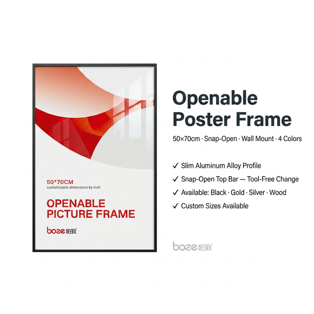 Snap Frame Aluminum Poster Frame Wall Mounted Front Open Click Frame A0 A1 A2 A3 A4 Silver Gold Indoor Advertising Display