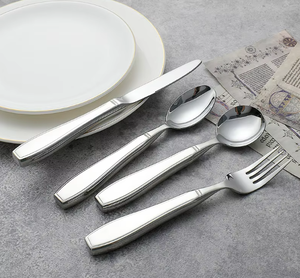 Haute qualité 304 acier inoxydable creux martelé poignée cuillère et fourchette mariage couverts ensemble Banquet or couverts ensembles - Product Image 3