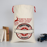 Sac de Noël en toile avec cordon de serrage, motif Père Noël, faible MOQ, impression personnalisée, sac cadeau Noël thème Bureau de poste du Pôle Nord, prix usine