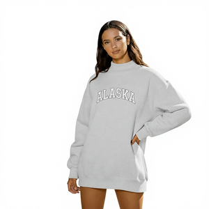 Top Fashion <b>Women</b> College Alpha Epsiloni Spirit Wear Winter <b>Long</b> Loose Diamond Letter Embroidered Sorority Mock Neck <b>Sweatshirt</b> - Product Image 1