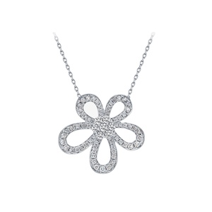 Collier personnalisé SGARIT en or 18 carats avec diamant de laboratoire, collier ras-de-cou fleur, bijou tendance et élégant pour femmes. - Product Image 1