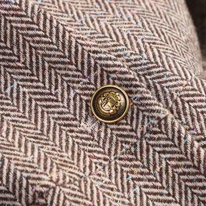 Women's Grey <b>Herringbone</b> Wool Blazer <b>Jacket</b> Autumn Winter Casual Thickened Anti Shrink Pocket Design - Product Image 4