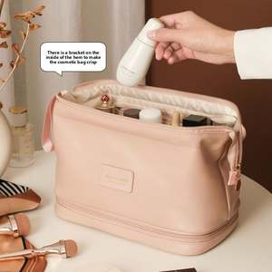 Nouvelle conception Sac de rangement de voyage en PU Sac de toilette portable à fermeture éclair Sac de rangement pour cosmétiques imperméable Sac organisateur pour rouges à lèvres - Product Image 2