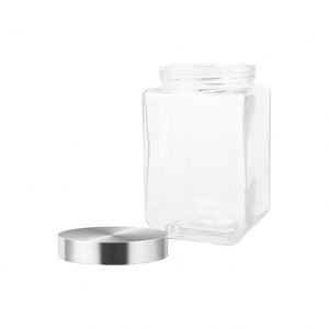 Country Style <b>Kitchen</b> <b>Storage</b> Square Sealed Glass <b>Jar</b> Coffee Bean <b>Storage</b> <b>Jar</b> with Glass Airtight Lid - Product Image 1
