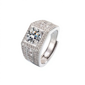 Bague pour homme élégante et généreuse en ZIRCON carré de 2 carats sertie <span class=keywords><strong>d</strong></span>'étoiles scintillantes, bague tendance pour homme - Product Image 1