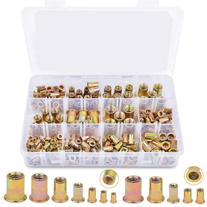 Remache de tuerca en caja Kit de combinación de 230 piezas Remache de <span class=keywords><strong>rosca</strong></span> de cabeza plana de acero al carbono en caja Tuerca color zinc - Product Image 6