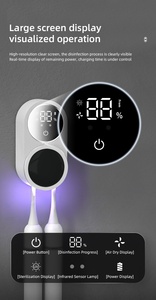 Giá đỡ bàn chải đánh răng khử trùng bằng tia UV tích hợp pin 1800mAh, gắn tường, bán chạy năm <span class=keywords><strong>2025</strong></span>, có chức năng sấy khô - Product Image 3