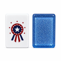 Juego de Mahjong Azul con Purpurina, Fichas Patrióticas de EE. UU. con Arte de Águila y Bandera, 160 Piezas, Juego de Mahjong Acrílico para Fiestas